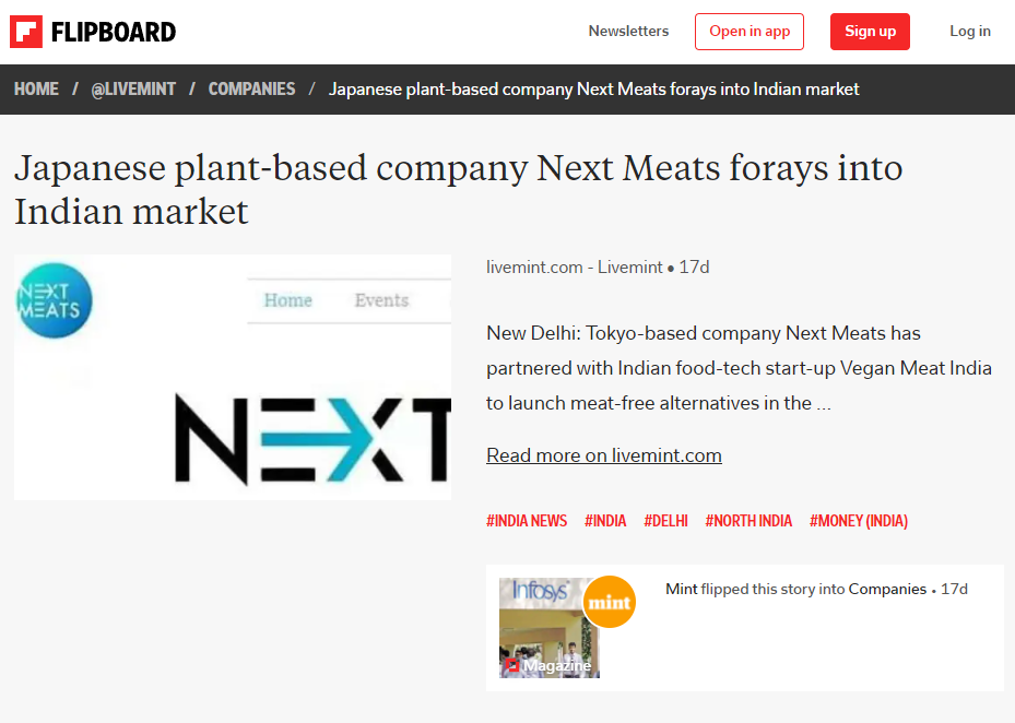 NextMeats India in Media News